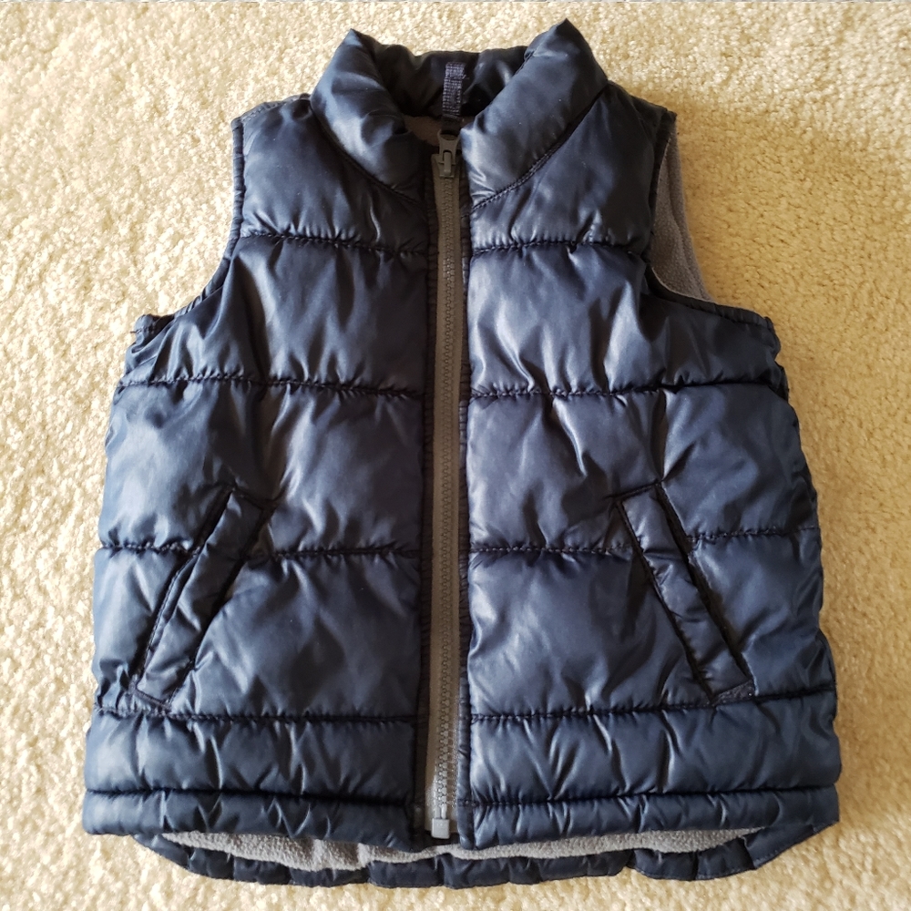 2T Old Navy Navy Blue Fleece Lined puffer vest